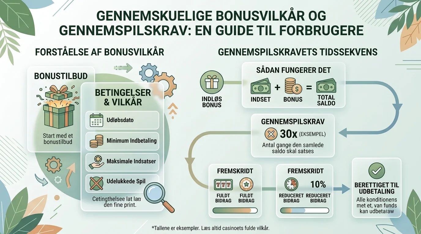 Overskuelig sammenligning af bonusvilkår, tidsfrister og udbetalingseffekt